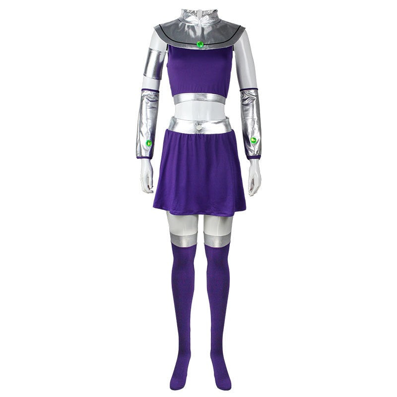 Starfire Cosplay Costume Women Disguise Dress Uniform Purple Skirts Tops Set Had Props Female Halloween Carnival Party Suit