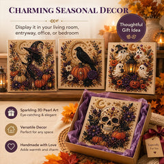 Spooky Ghost Diamond Art Kit, Halloween DIY Wall Decor for Adults & Beginners, Full Drill Gem Painting