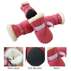 Small Dog Winter Boots, Waterproof Anti-Skid Paw Protectors for Chihuahua Teddy Puppy