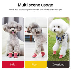 Small Dog Winter Boots, Waterproof Anti-Skid Paw Protectors for Chihuahua Teddy Puppy