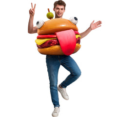 Fortnite Big Eyes Burger Cosplay Costume Cartoon Hamburger Sponge Suit Halloween Food Theme Event Parade Costume