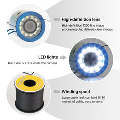 Underwater Fishing Camera with 8 IR Lights, 5V DC Cable, Length Options 15/20/30m, Fish Finder