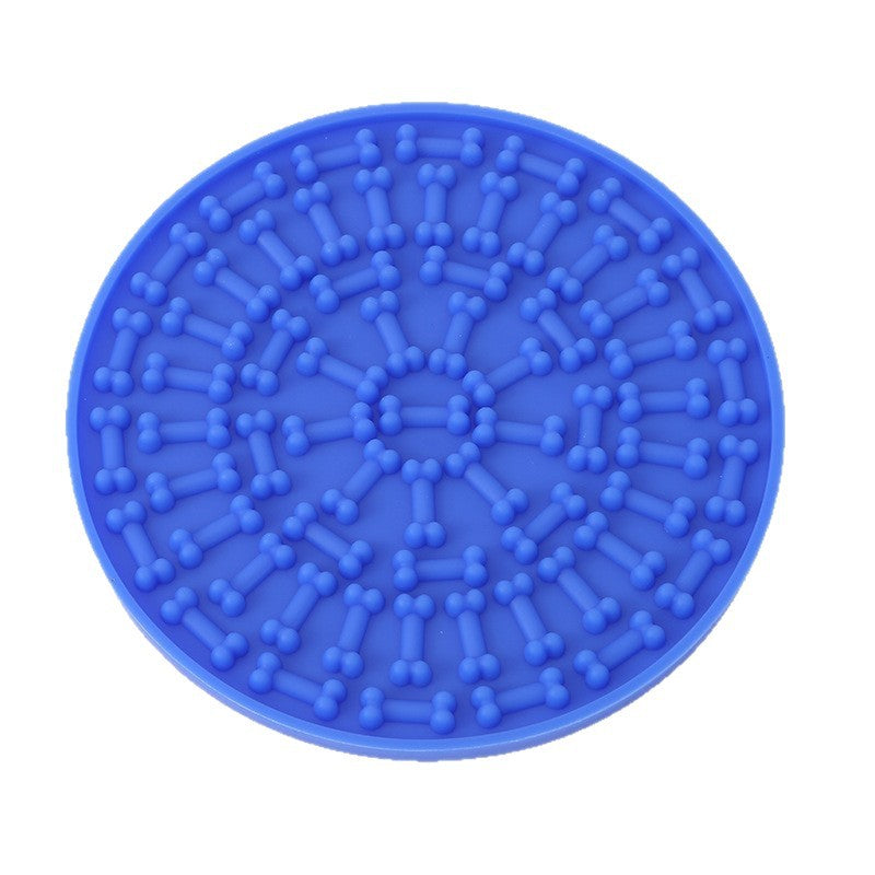 Silicone Feeding Mat with Suction Cup Pet Licking Pad Slow Feeding Mat Anti-Tip Slow Feeding Pad Round Cat Dog Licking Pad