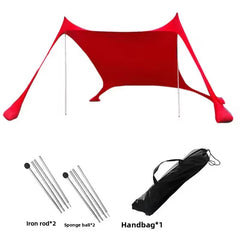 Family beach tent, large pop-up parasol, beach shelter, sun shade. Stable poles with portable carry bag. Outdoor shade.