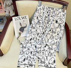 Long Sleeve Sleepwear Set for Women, Sweet Cartoon Matching Pajamas