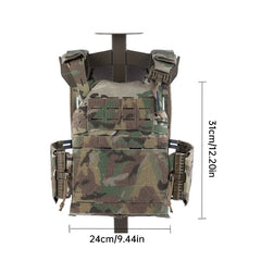 Tactical Plate Carrier Vest - Quick Release MOLLE Armor Carrier w/ Elastic Cummerbund (SS Style)
