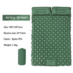 Ultralight Inflatable Sleeping Pad with Pillow - 1-2 Person Camping Mattress