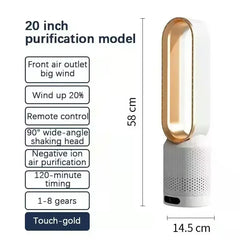 2026 New Bladeless Tower Fan with Air Purifier – Ultra-Quiet Floor & Desk Fan for Bedroom, Home, Office