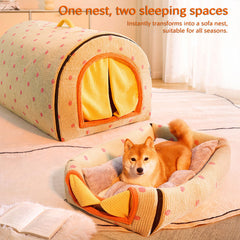 Multifunctional Pet House: Heated Winter Tent Bed for Cats & Large Dogs with Storage Drawers & Washable Cushion
