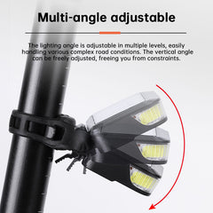 USB/Solar Rechargeable Bike Tail Light - 5 Modes LED COB Safety Warning Light for Night Cycling Accessories