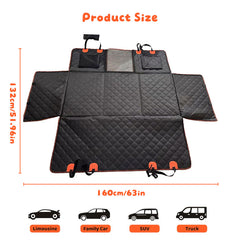 Dog Car Hammock Seat Cover, Waterproof 600D Oxford Fabric Pet Seat Protector for Back Seat, Scratch Proof & Anti-Slip