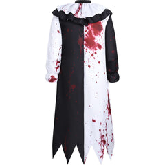 Terrifier Black and White Long Clown Robe with Blood Stain Print Men's Horror Clown Cosplay Costume