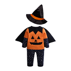 Baby Halloween Pumpkin Costume New Autumn Long Sleeve Kids Star Wizard Hat Halloween Set
