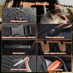 Dog Car Hammock Seat Cover, Waterproof 600D Oxford Fabric Pet Seat Protector for Back Seat, Scratch Proof & Anti-Slip