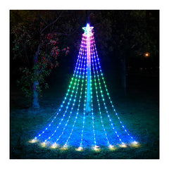 LED Five Pointed Star Waterfall Light RGB Running Water Lamp Point Control Pony Light Christmas Outdoor Decorative Light