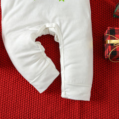 Baby Cartoon Christmas Long Sleeve Cotton Onesie for Newborns, Baby Bodysuit with Flat Crotch, Outing Romper