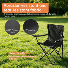 Portable Folding Camping Chair - 50x50x80cm Fishing Seat, Lightweight & Sturdy, Holds Up to 130kg, Easy to Carry