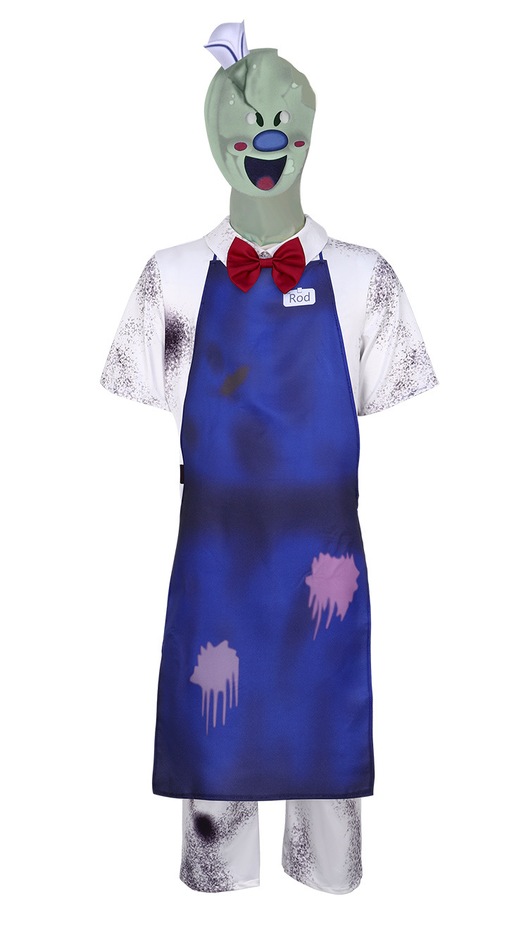 Horror Ice Cream Rod Cosplay Costume Ice Cream Monster Blue Apron Set Halloween Horror Character Costume