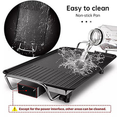 1500W Electric Teppanyaki Grill, Smokeless Non-Stick Griddle, Portable Tabletop BBQ Plate with Adjustable Temp