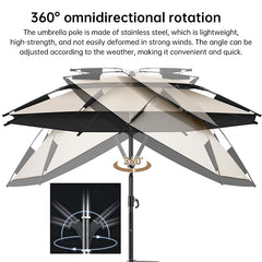 6.6FT Double Canopy Beach Umbrella – UV Protective, Waterproof Sun Shade for Garden, Camping & Fishing