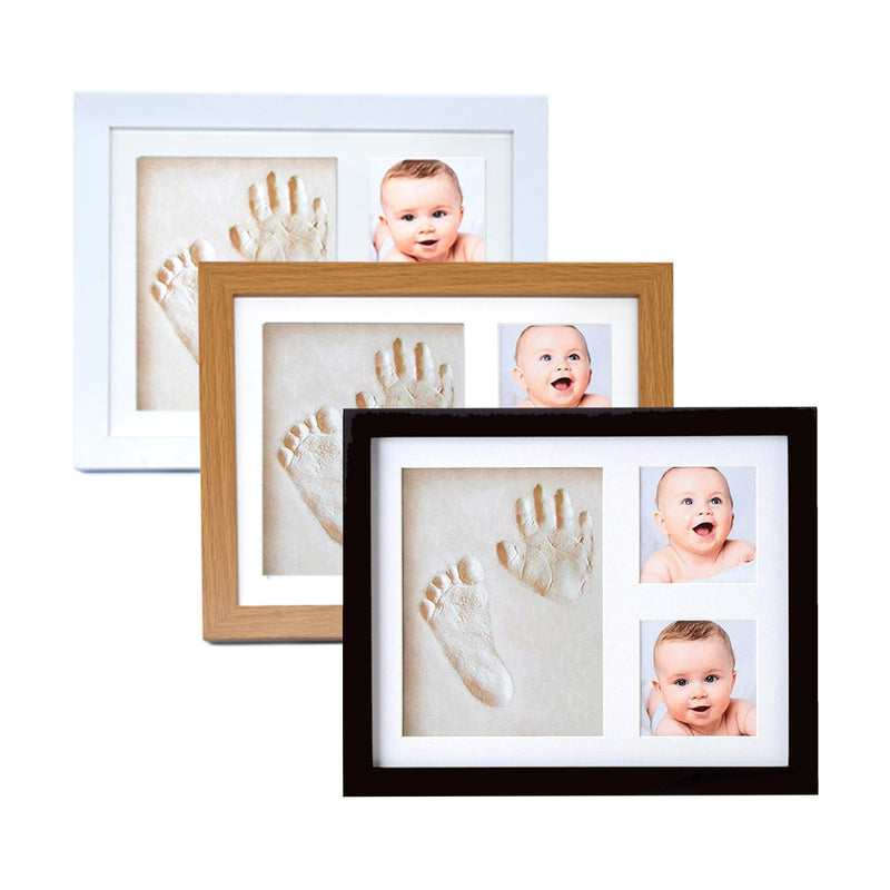 Handprint and Footprint Frame with Ink Pad - Baby Keepsake, Dog & Cat Paw Print, DIY Child Photo Frame