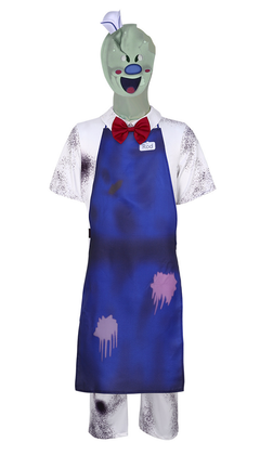 Horror Ice Cream Rod Cosplay Costume Ice Cream Monster Blue Apron Set Halloween Horror Character Costume
