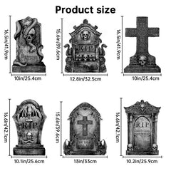 Halloween Outdoor Decor: Cemetery Tombstones, Yard Signs with Stakes, Realistic Scary Skulls