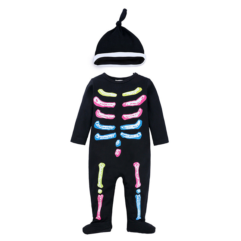 Children's Clothing Autumn Cotton Long Sleeve Romper with Hat Set Halloween Costume Baby Onesie