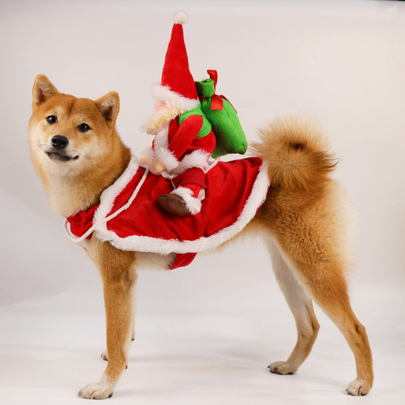 Funny Christmas Dog Costume - Santa Riding Pet Outfit for Small/Large Dogs | Holiday & New Year Gift
