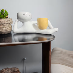 Funny Resin Succulent Pot: Relaxing - pose Figure with Pot Planter, Drainage Hole, Ideal for Succulents and Cacti