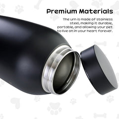 Stainless Steel Pet Memorial Urn: Black Portable & Moisture-Proof Ash Keepsake Designed for Small Pets