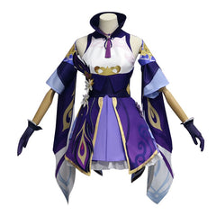 Lolita Maid Uniform Genshin Impact Keqing Cosplay Costume Anime Halloween Carnival Dress  Gloves Socks