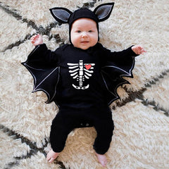 Halloween Kids Baby Bodysuit Newborn Onesie Bat Design Long Sleeve Romper