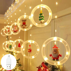 Merry Christmas Santa Claus LED Curtain Light Christma Decorations for Home Christmas Tree Decorations Xmas Natale New Year