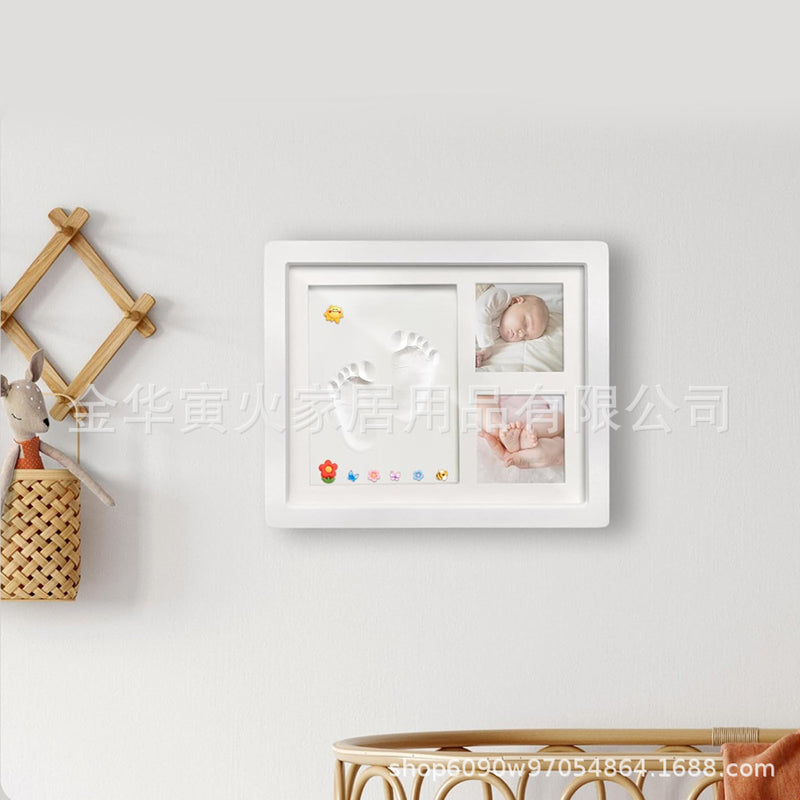 Handprint and Footprint Frame with Ink Pad - Baby Keepsake, Dog & Cat Paw Print, DIY Child Photo Frame